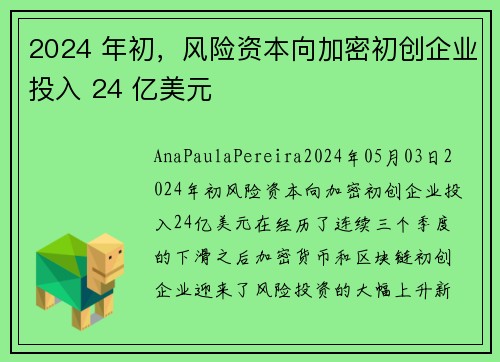 2024 年初，风险资本向加密初创企业投入 24 亿美元 