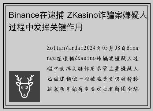 Binance在逮捕 ZKasino诈骗案嫌疑人过程中发挥关键作用 